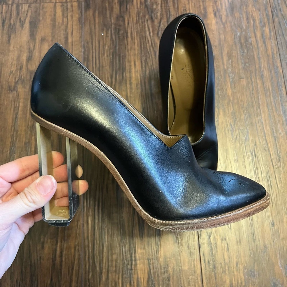 Hermes Clou de Selle Accent Black Leather Pumps Women's Size 37 - Picture 3 of 8